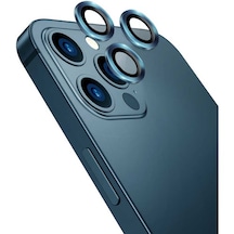 İphone 12 Pro Max Metal Çerçeveli 3'lü Kamera Lens Koruyucu-mavi