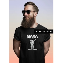 Unısex Kadın Erkek Nasa Çılgın Astronot % 100 Pamuk Tasarım T-shirt Siyah