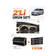 Mercedes Viano W447 2014-sonrası Uyumlu Torpido Örtüsü + Deri Bagaj Çantası + Sticker - Siyah Bej
