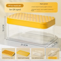 2 Parçalı Silikon Buz Tepsisi, Buz Küpü Filmi Ve Tepsisi Seti 28 Izgaralı Pp Buz Tepsisi Ev Tipi Buz Yapma Kapaklı Saklama Kutusu Sarı-büyük Boy Sarı