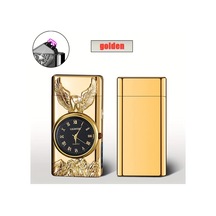 Techbloom 1 Adet Golden Şık Dış Mekan Çift Ark Plazma Çakmak 3d Kartal Kabartmalı Led Aydınlatmalı Ayar Düğmeli Hiking Gezisi Acil Durum Ateş Başlatma Aracı Açık Gri