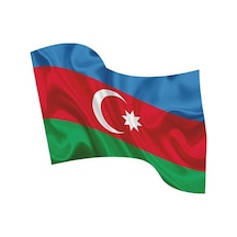 Azerbaycan Dalgalı Bayrak Etiket 10 X 9 Cm