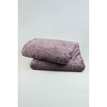 Merinos Elegans Çift Kişilik Battaniye Çiçek Desen Battaniye Mor