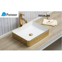 Puroser Likya Altın Tezgah Üstü Çanak Lavabo