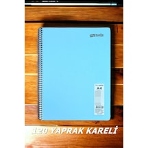 Kareli 120 Yaprak Pastel Renk Telli Defter Beyaz Sayfalı 60 Gr Kağıt Plastik Kapak Mavi