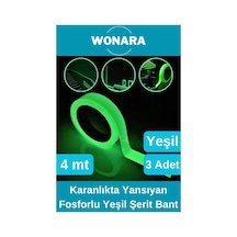 Premium Yapışkanlı Karanlıkta Yansıyan Işık Veren Fosforlu Fotolümen Yeşil Şerit Bant 4 Mt 3 Adet