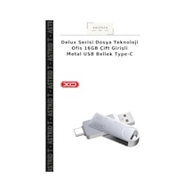 Delux Serisi Dosya Teknoloji Ofis 16gb Çift Girişli Metal Usb Bellek Type-c