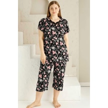 Alimer Kadın Siyah Büyük Beden Bermuda Pijama Takm Edy2735b-s Siyah