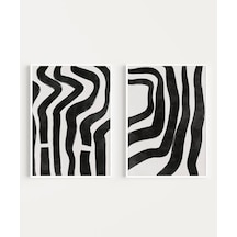Çerçevesiz Poster Monokrom Zebra Çizgileri 2'li