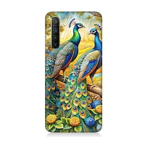 Realme X2 Uyumlu Görkemli Tavuskuşu Bahçesi Desenli Silikon Kılıf Çok Renkli