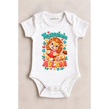 Babylimon Teyzesinin Aslanı Beyaz Kısa Kollu Çıtçıtlı Bebek Zıbını Beyaz - 930083823 Beyaz