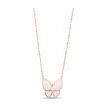 925 Ayar Gümüş Beyaz Mineli Kelebek Kolye - 23168402 Rose Gold
