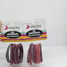 Nascita Lastık Saç Tokası 16 Adet Kahverengi