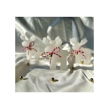 Dekoratif Hediyelik Geyik Mum Soywax Beyaz 3 Lü Yılbaşı Hediye Pine Tree Candle Gri