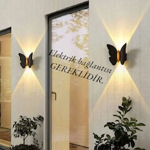 2 Adet Elektrikle Çalışır, 6 Watt Günışığı Ledli Kelebek Duvar Aplik İç Ve Dış Mekan Ip65 Aplik Gün Işığı - Sarı