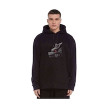 Anime Naruto Wolf Baskılı Siyah Erkek Örme Kapşonlu Sweatshirt