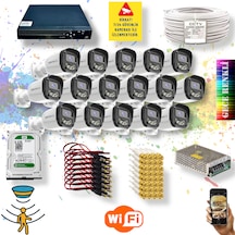 16 Kameralı Gece Renkli Hareket Algılayan Warm Ledli Set 2304w