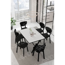 Avvio Mida Elma Sandalye 80x140 Yemek Masası Mutfak Masası 6 Kişilik Masa Sandalye Takım Beyaz