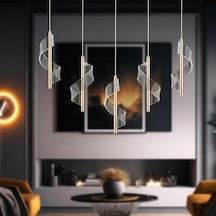 Jadon 5'li Sıralı 3 Renkli 40 Watt Gold Kristal Ledli Modern Oturma Odası Salon Sarkıt Avize Diğer