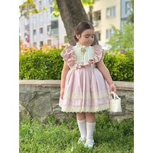 H L Y Karol Tasarım Masal Pudra Pembe Vintage Kız Bebek Elbise,doğum Günü Elbise,fotoğraf Çekim Elbise,0-13 Yaş Uygun Pembe
