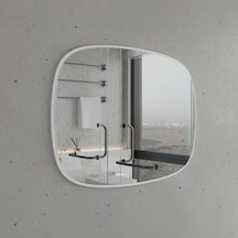 50x66 Cm Modern Minimalist Kare Oval Duvar Aynası Beyaz Çerçeveli Banyo Ve Salon Dekor Aynası Beyaz 50x66 Cm Modern Minimalist Kare Oval Duvar Aynası Beyaz Çerçeveli Banyo Ve Salon Dekor Aynası Beyaz