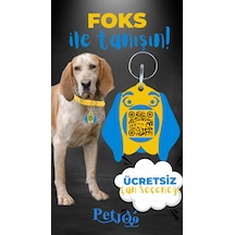Petjoo 29.Foks Mavi-Sarı Qr'lı Köpek Künyesi