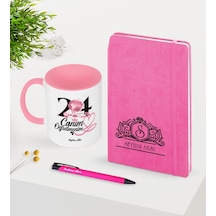 Kişiye Özel Canım Öğretmenim Temalı Pembe Defter Kalem Kupa Seti (392017007)