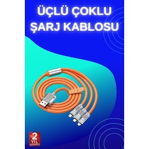 3 İn 1 Süper Hızlı Şarj Kablosu Android Ve İos Uyumlu Silikon Şarj Kablosu - Lisinya