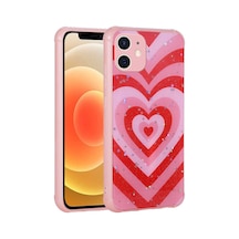 Zore İphone 12 Uyumlu Simli Desenli Kamera Korumalı Parlak Nvth Popy Kılıf-kalp