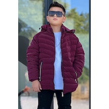 Pina Kids Erkek Çocuk Çıkarılabilir Kapüşonlu Sık Dikişli Nova Kumaş Kışlık Şişme Mont Km4016 Bordo