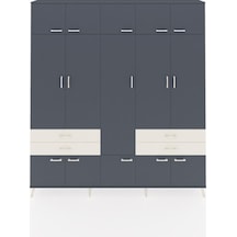 Arges Dolap 11 Raflı 4 Çekmeceli 2 Askılı 220x30x243 Antrasit-antrasit/aytaşı Antrasıt/aytası