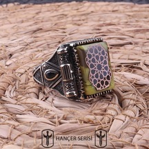 İpek Silver 925 Ayar Gümüş Sıkma Kehribar Taşlı Osmanlı Desenli Erkek Yüzük Apy144 İpek Silver 925 Ayar Gümüş Sıkma Kehribar Taşlı Osmanlı Desenli Erkek Yüzük Apy144