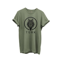 Kurt Ve Türk Özel Koleksiyon Serisi-6 Tasarım Baskılı %100 Pamuk T-shirt Haki