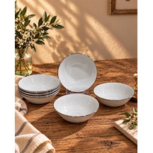 6lı Pure Bone Porselen Platin Çorba Kasesi-7777 Çok Renkli