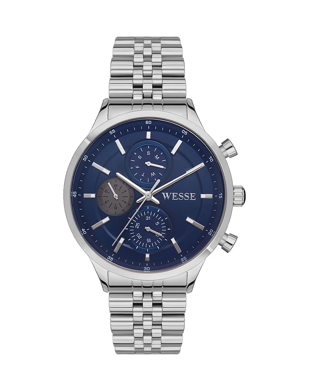 Wesse Wwg207402 Quartz Çelik Gri Mavi Kadran 43 Mm Erkek Kol Saati Gri