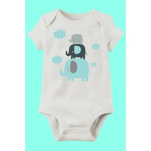 Babylimon Organik Baskılı Pamuklu Unisex Bebek Body Beyaz - 132151029 Beyaz