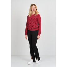 Sistas Kadın Uzun Kollu Puanlı Bisiklet Yaka Bluz 24583 Bordo Bordo