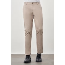 İmza Toprak Kendinden Desenli Bez Ayağı Pamuklu Yan Cep Slim Fit Casual Pantolon 1003245168 TOPRAK