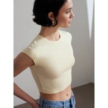 Dilvin 30528 Modal Pamuklu T-shirt-açık Sarı Açık Sarı