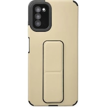 Newface Samsung Galaxy A03s Kılıf Mega Standlı Silikon - Gold Altın