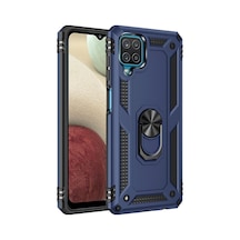 Samsung Galaxy Uyumlu A22 Kılıf Sofya Yüzüklü Silikon Kapak - Lacivert Bz8683140289003