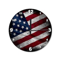 Amerika Bayrağı Ahşap Duvar Saati (407626236) Ahşap