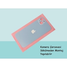 Tkgz Apple Uyumlu iPhone, 14 Plus Arka Pil Batarya Kapağı - Cam Kapak Geniş Lens Deliği - Mavi Çok Renkli