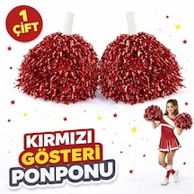 1 Çift 2 Adet Kırmızı Renk 23 Nisan 19 Mayıs 29 Ekim Okul Gösteri Ponponları Ekstra Dolgun "