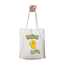 Art Hediye Pokemon Lover Pikachu İki Tarafı Kalıcı Baskılı Yıkanabilir Okul Plaj Omuz Bez Çantası Çok Renkli