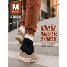 Siyah Topuk Destek Çorabı M Beden 40-45 Ayarlanabilir Cırtlı Rahat Tasarım - Lisinya