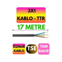 Öznur 3x1 Ttr Kablo Siyah Metre Seçenekli - 17 Metre