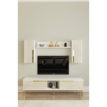 Tvr1502btg Meyra Tv Ünitesi Takımı Beyaz-traverten-gold 150cm