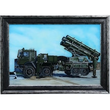 E38 El İşçiliği Cam Boyama Tablo Barbaros Kaplan Füze 70x50 - 5999