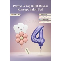 Bulut Rüyası Konsept Mor Rakam 1-9 Yaş Folyo Balon Seti 3 Parça Premium Doğum Günü Süsleme 1 - 12 Yaş